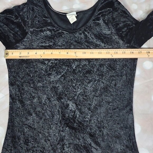 Rainbeau Black Velour Feather Trimmed Cat Leotard, Women's Small - Picture 9 of 11